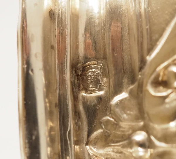 Pair of Louis XVI style sterling silver and vermeil salt cellars