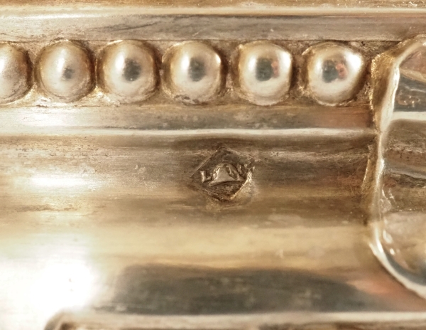 Pair of Louis XVI style sterling silver and vermeil salt cellars