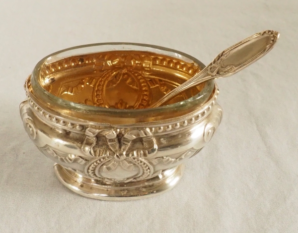 Pair of Louis XVI style sterling silver and vermeil salt cellars