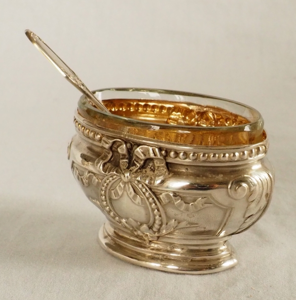 Pair of Louis XVI style sterling silver and vermeil salt cellars