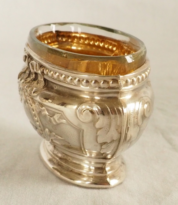Pair of Louis XVI style sterling silver and vermeil salt cellars