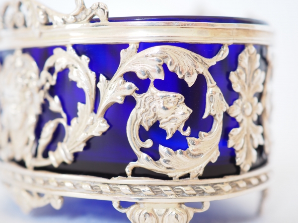 Pair of sterling silver salt cellars, Louis XVI style, late 19th century