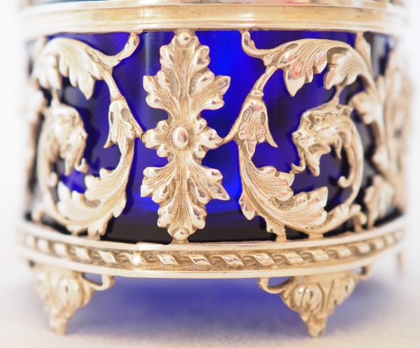 Pair of sterling silver salt cellars, Louis XVI style, late 19th century