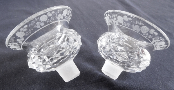 Pair of sterling silver salt cellars, cut crystal glasses, early 19th century production