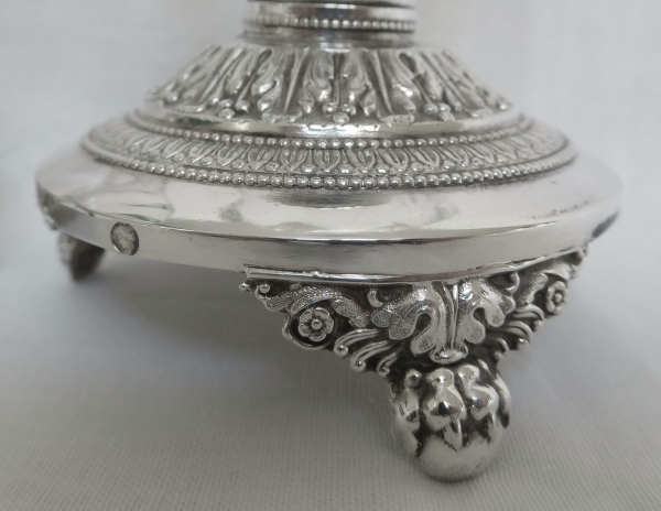 Pair of Empire sterling silver and crystal salt cellar, early 19th century