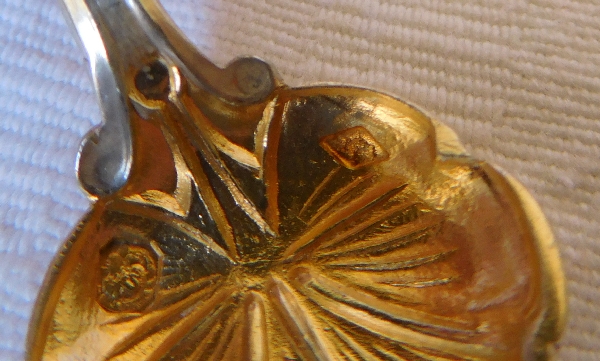 Paire de salières Art Nouveau en argent massif, vermeil, cristal par Alphonse Debain, poinçon Minerve