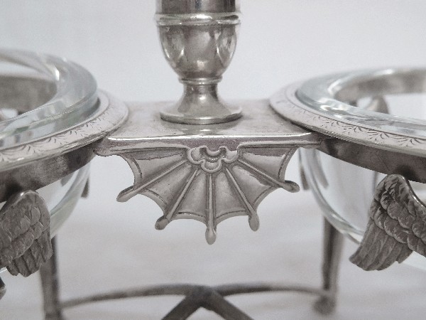 Antique French pair of sterling silver salt cellars, circa 1800