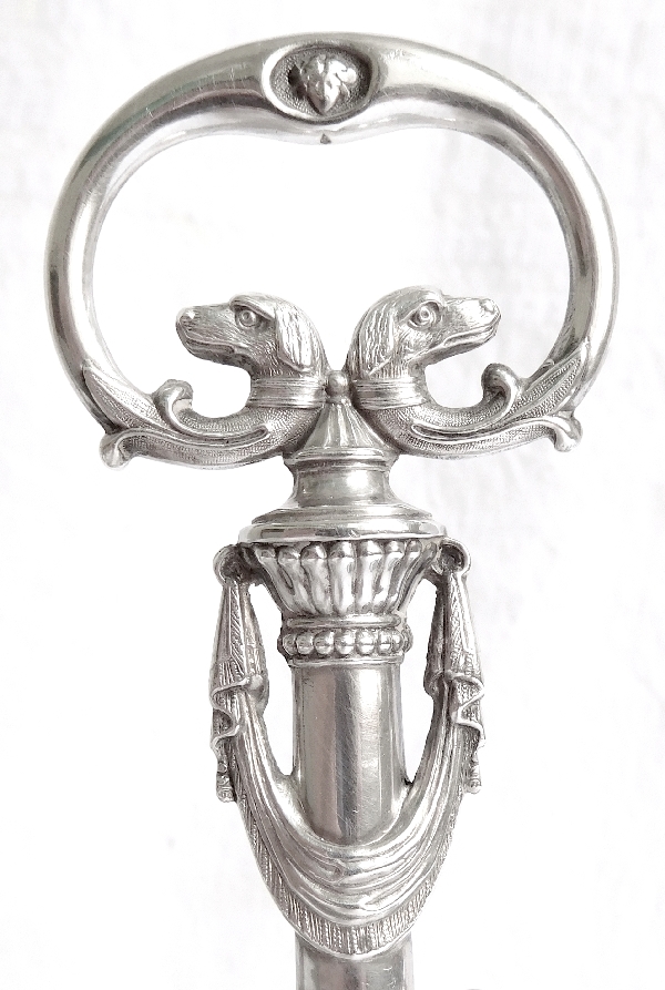 Paire de double salières en argent massif à l'Amour Fidèle, époque Empire Restauration, poinçon Vieillard