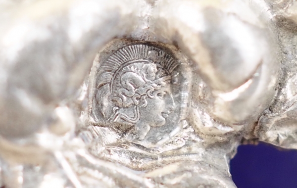 Paire de salières doubles en argent massif aux putti, style Louis XVI - poinçon Minerve