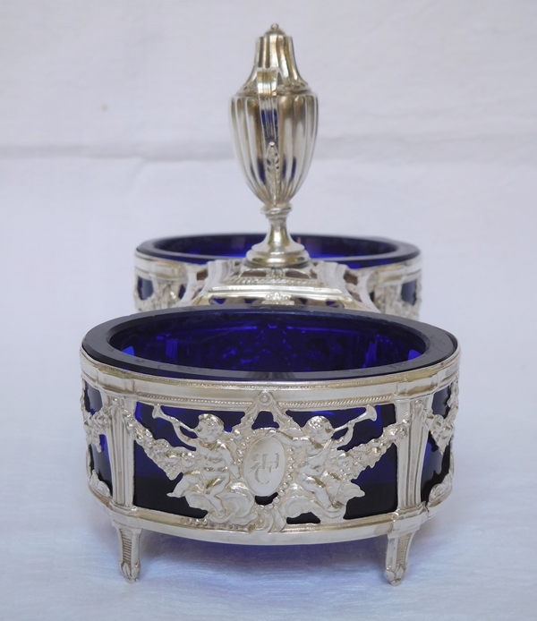 Pair of Louis XVI sterling silver double salt cellars - Paris 1784 - 18th century