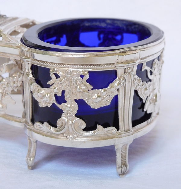 Pair of Louis XVI sterling silver double salt cellars - Paris 1784 - 18th century