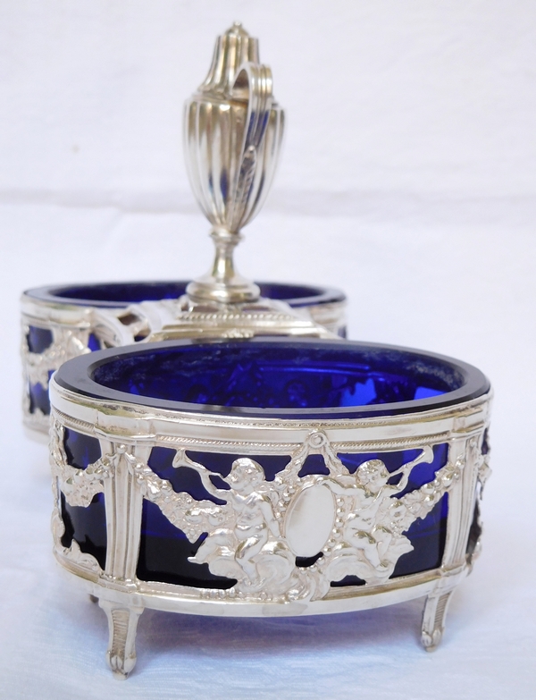 Pair of Louis XVI sterling silver double salt cellars - Paris 1784 - 18th century