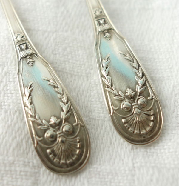 Pair of Empire style sterling silver and vermeil salt cellars