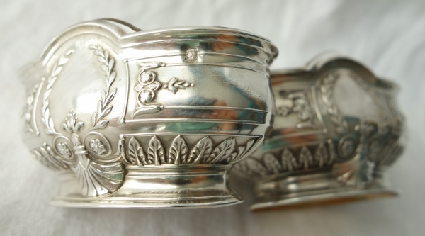 Pair of Empire style sterling silver and vermeil salt cellars