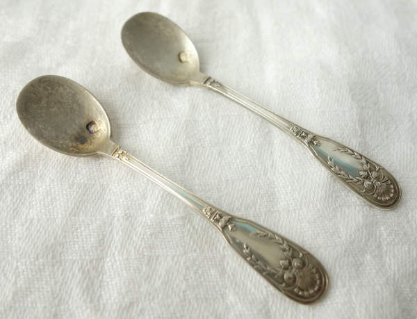 Pair of Empire style sterling silver and vermeil salt cellars