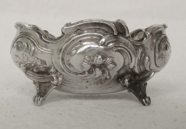 Paire de salières en argent massif de style Louis XV, poinçon Minerve