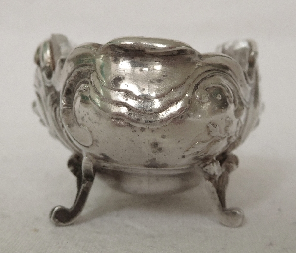 Paire de salières en argent massif de style Louis XV, poinçon Minerve