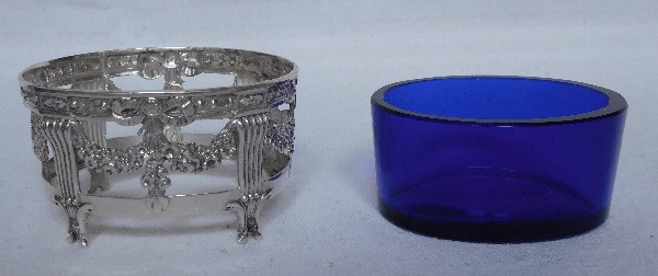 Pair of sterling silver salt cellars, late 19th century, Louis XVI style, Christofle