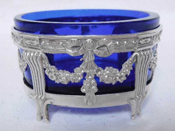 Paire de salerons / salières en argent massif de style Louis XVI, poinçon Minerve, par Charles Christofe