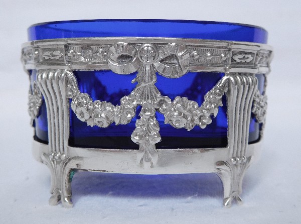 Pair of sterling silver salt cellars, late 19th century, Louis XVI style, Christofle