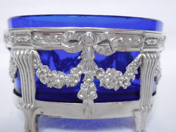 Pair of sterling silver salt cellars, late 19th century, Louis XVI style, Christofle