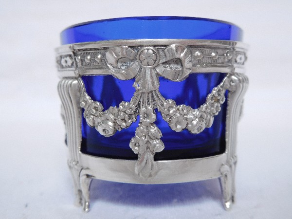 Pair of sterling silver salt cellars, late 19th century, Louis XVI style, Christofle