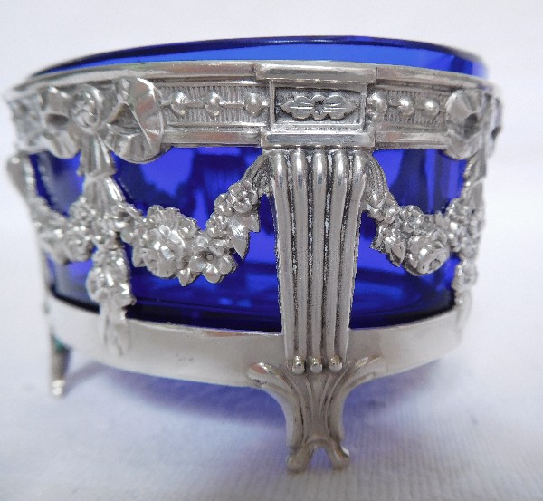 Pair of sterling silver salt cellars, late 19th century, Louis XVI style, Christofle