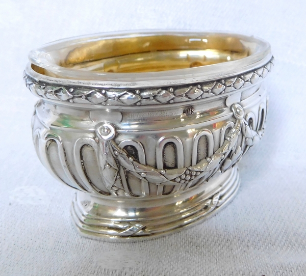 Puiforcat : pair of sterling silver and vermeil Louis XVI style salt cellars