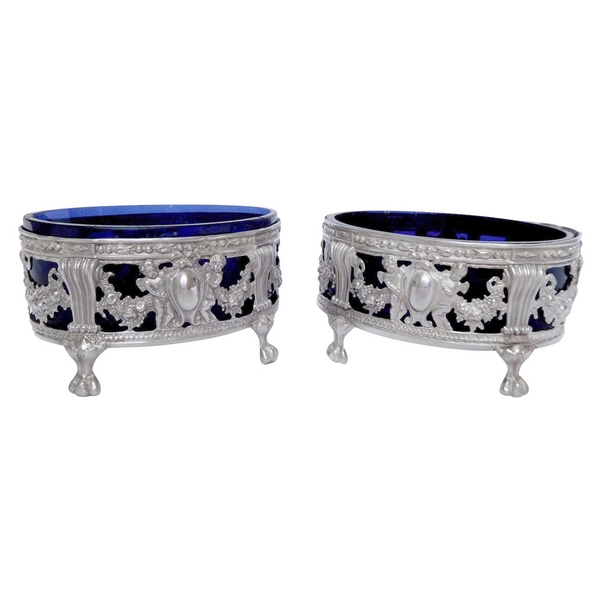 Pair of Louis XVI sterling silver salt cellars - Paris 1783 - 18th century