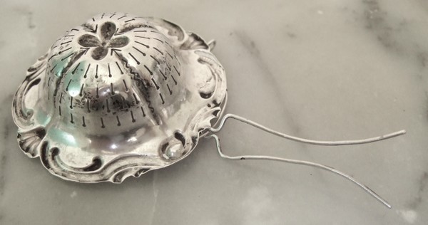 Sterling silver Napoléon III tea strainer, Philippe Berthier