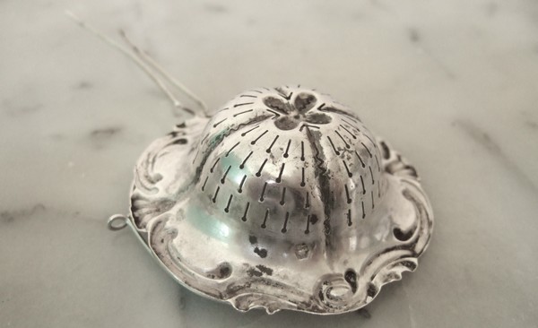 Sterling silver Napoléon III tea strainer, Philippe Berthier