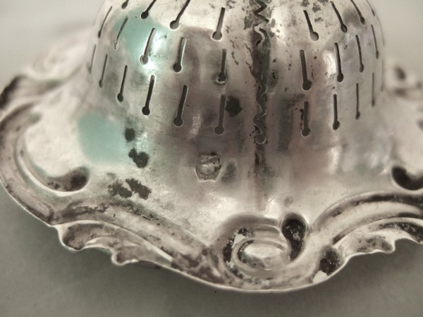 Sterling silver Napoléon III tea strainer, Philippe Berthier