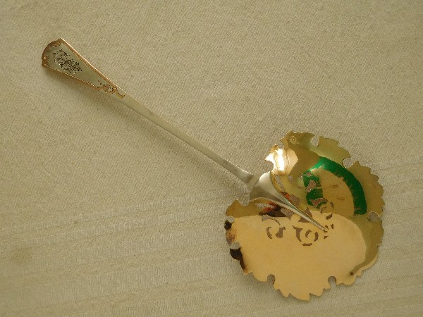 Antique French sterling silver and vermeil strawberry spoon, Alphonse Debain