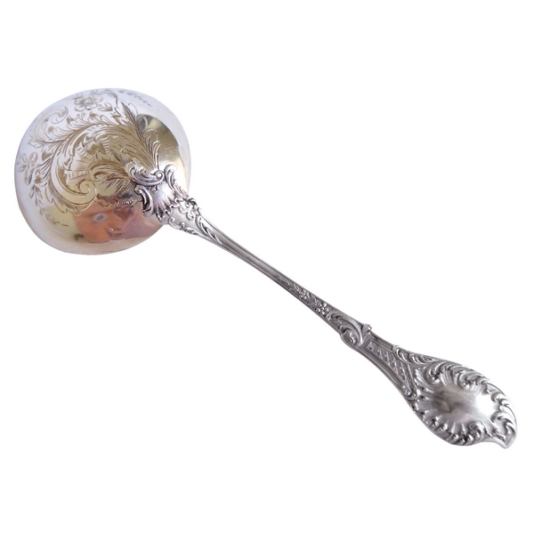 Sterling silver and vermeil cream / sauce ladle, Louis XV Rococo style, late 19th century