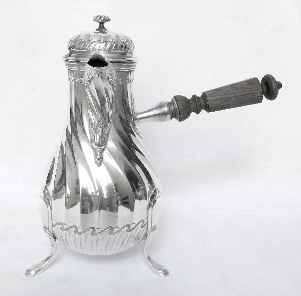 Tall sterling silver coffee pot, Louis XV style, silversmith Puiforcat - Lapar