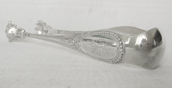 Antique French sterling silver sugar tongs, Louis XVI style, Emile Puiforcat