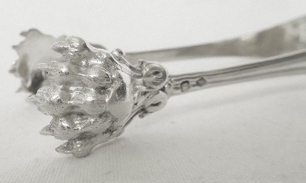 Antique French sterling silver sugar tongs, Louis XVI style, Emile Puiforcat