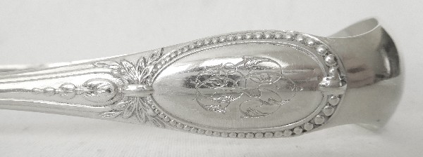 Antique French sterling silver sugar tongs, Louis XVI style, Emile Puiforcat