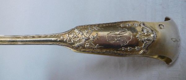 Antique French sterling silver sugar tongs, late 19th century, Louis XVI style