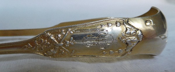 Antique French sterling silver sugar tongs, late 19th century, Louis XVI style