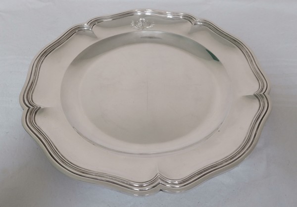 French sterling silver tray or large plate, Fray Harleux