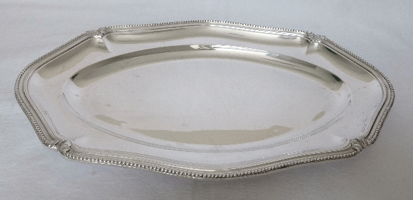 Sterling silver Louis XIV style ovale dish, silversmith Linzeler, poinçon Minerve