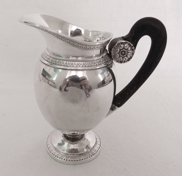 Puiforcat : Empire style sterling silver milk jug, Marquis crown engraved