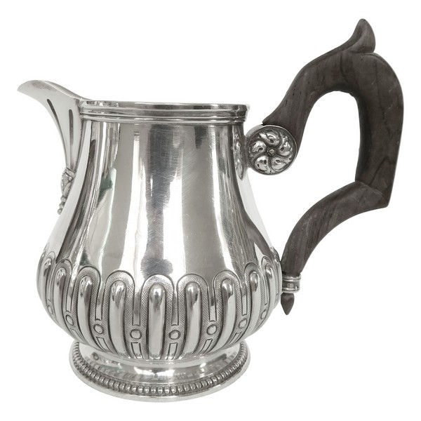 Sterling silver Regency style milk jug, ebony handle, late 19th century