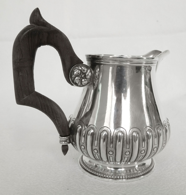 Sterling silver Regency style milk jug, ebony handle, late 19th century