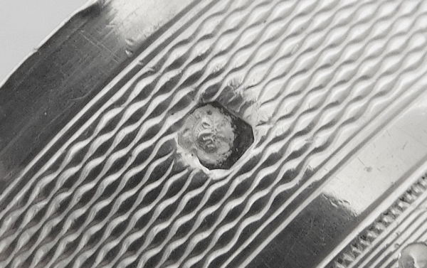 Napoleon III sterling silver napkin ring, AJ monogram