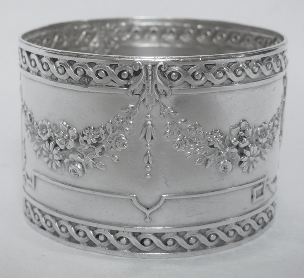 Louis XVI style sterling silver napkin ring, JB monogram