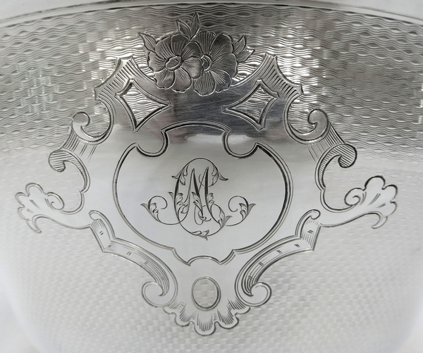 Rare sterling silver salad bowl, Napoleon III period, silversmith Aucoc