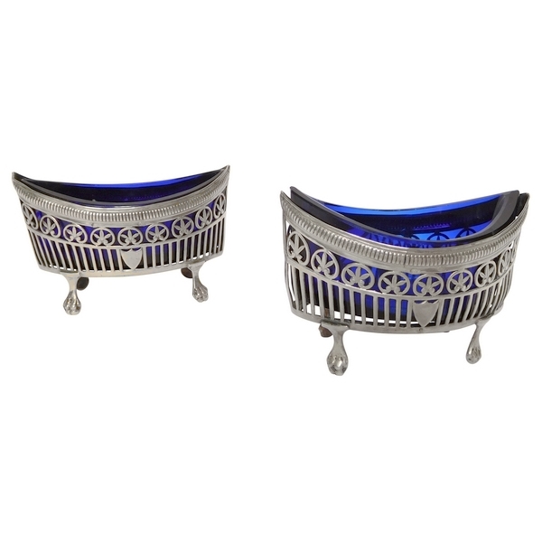 Pair of Empire sterling silver salt cellars, late 18th century / early 19th century