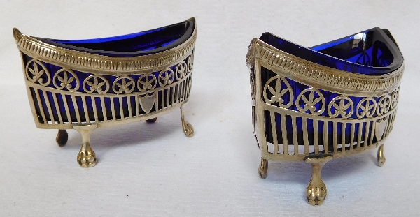 Pair of Empire sterling silver salt cellars, late 18th century / early 19th century